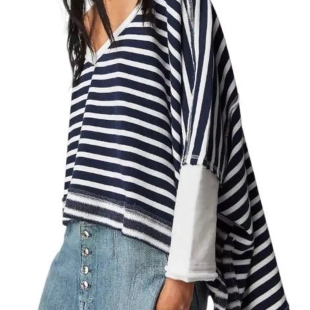 Free People Sweater We The Free Main Squeeze VNeck Sweater Oversized Stripe XS